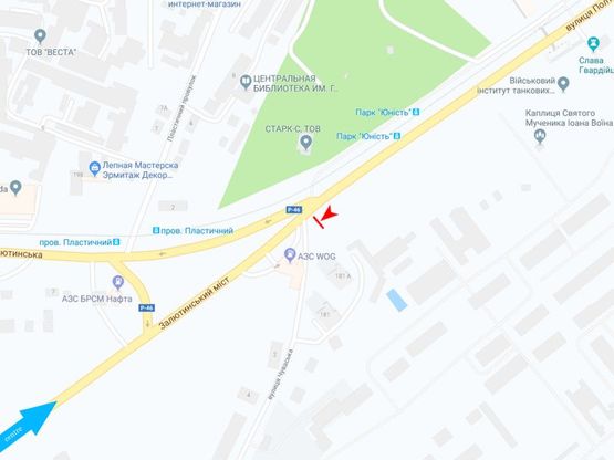 Схема рекламной плоскости по адресу Полтавский шлях ул. - Чувашская ул., из центра Схема рекламной плоскости по адресу Полтавский шлях ул. - Чувашская ул., из центра