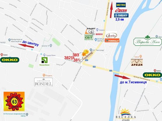 Схема рекламної площини за адресою Незалежності - Угорницька