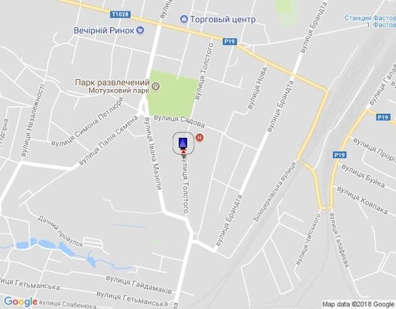 Схема рекламної площини за адресою г.Фастов, ул.Льва Толстого, 28, ЦРЛ