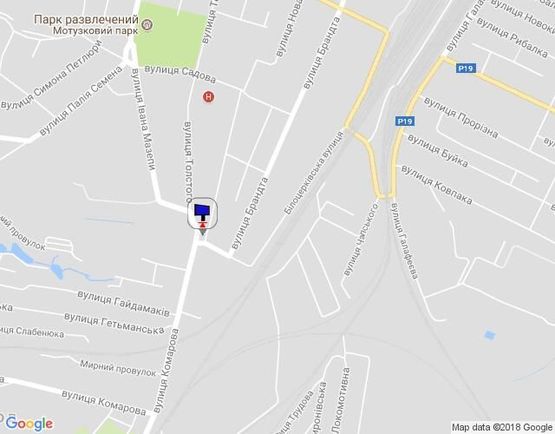 Схема рекламной плоскости по адресу перекресток ул. Толстого, ул. Комарова, ул. Г.Сталинграда, центральная клиника (клумба)