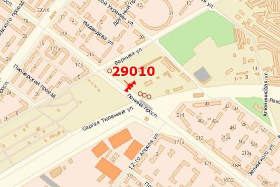 Схема рекламної площини за адресою Леніна просп. - Тюленіна Сергія вул. Схема рекламної площини за адресою Леніна просп. - Тюленіна Сергія вул.