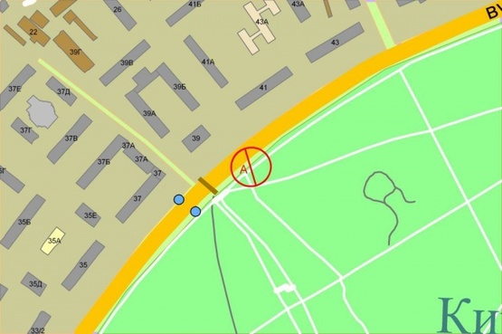 Схема рекламної площини за адресою Елены Телиги (напрот.дома 39-41)