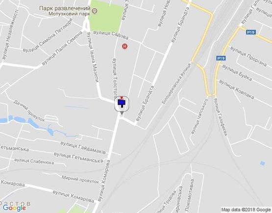 Схема рекламної площини за адресою перекресток ул. Толстого, ул. Комарова, ул. Г.Сталинграда, центральная клиника (клумба)