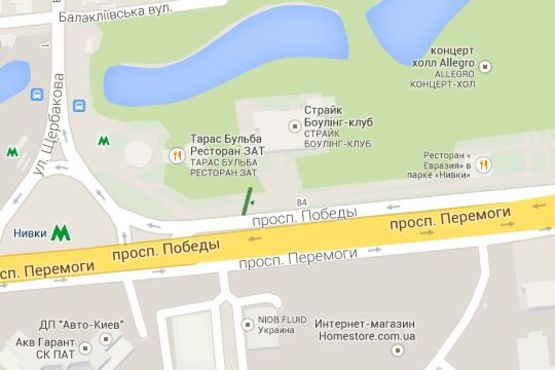 Схема рекламної площини за адресою Перемоги просп., :  боулінг-клуб "Страйк" (100м до ст.метро "Нивки") Схема рекламної площини за адресою Перемоги просп., :  боулінг-клуб "Страйк" (100м до ст.метро "Нивки")