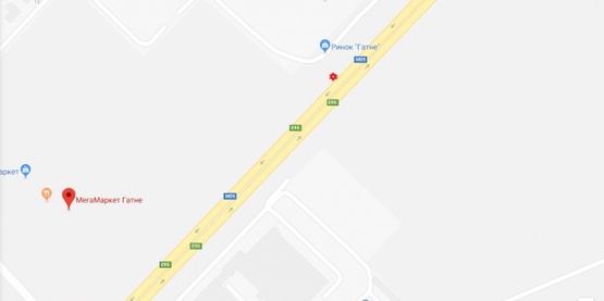 Схема рекламной плоскости по адресу Одесская трасса, в направлении с.Гатне, 100м перед поворотом на Мега Маркет