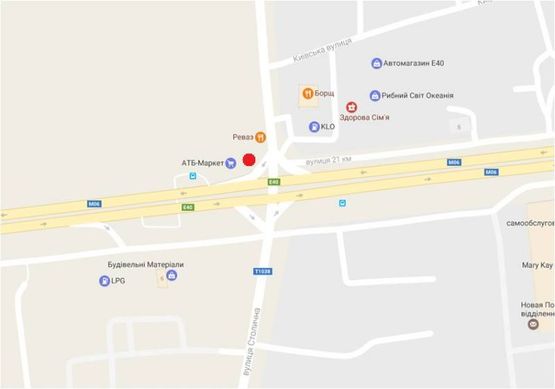 Схема рекламной плоскости по адресу Житомирская трасса, с. Стоянка (около АТБ) в сторону Житомира Схема рекламной плоскости по адресу Житомирская трасса, с. Стоянка (около АТБ) в сторону Житомира