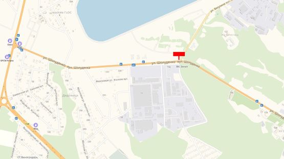 Схема рекламної площини за адресою Поворот на ул. Шолуденко с ул. Межигорской, в сторону трассы Р-02 "Киев-Овруч", справа