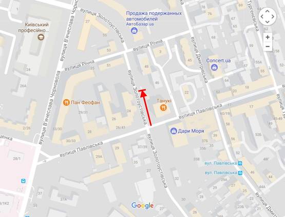 Схема рекламної площини за адресою Златоустівська вул., 46