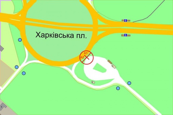 Схема рекламної площини за адресою Харьковская площадь (выезд из Бортничей с территории АЗС БРСМ)