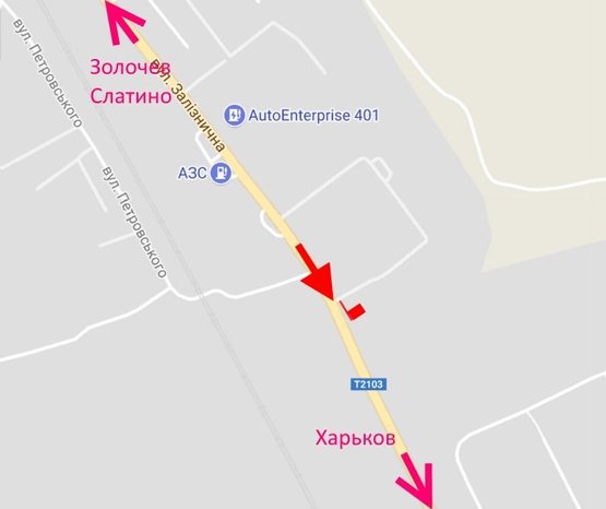 Схема рекламної площини за адресою Дергачи-ул. Железнодорожная возле фабрики "Амкор"-низ