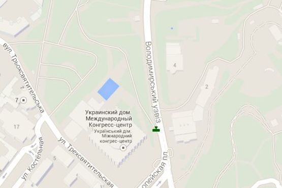 Схема рекламной плоскости по адресу Володимирський узвіз, (зелена зона) №1 (№1 )