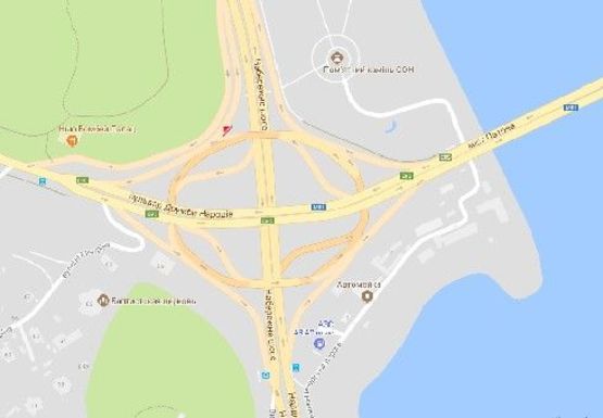 Схема рекламної площини за адресою Наводницкий путепровод съезд на Дружбы Народов бул.