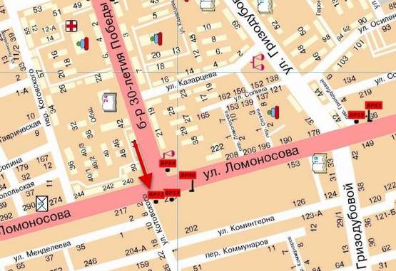 Схема рекламної площини за адресою б. 30лет Победы и ул. Ломоносова         (Т обр) Схема рекламної площини за адресою б. 30лет Победы и ул. Ломоносова         (Т обр)