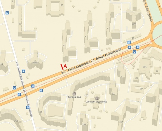 Схема рекламної площини за адресою Ахматовой, 8 Схема рекламної площини за адресою Ахматовой, 8