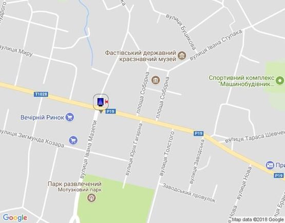 Схема рекламной плоскости по адресу г.Фастов, перекресток ул Соборная и Интернациональная