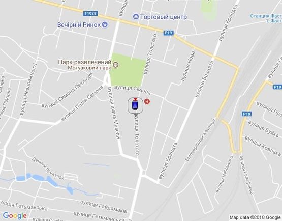 Схема рекламной плоскости по адресу г.Фастов, ул.Льва Толстого, 28, ЦРЛ