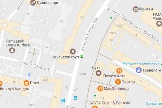 Схема рекламної площини за адресою Хрещатик вул., 15 (навпроти входу в "Пасаж")