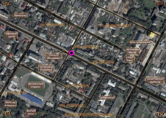 Схема рекламной плоскости по адресу перехрестя вул.Шевченка - пров.Шевченка. неподалік: супермаркет "Сільпо", скупчення цілодобових МАФів,адвокатські офіси, виробники вікон, крупний готель, ресторани, міська лікарня (центр) Схема рекламной плоскости по адресу перехрестя вул.Шевченка - пров.Шевченка. неподалік: супермаркет "Сільпо", скупчення цілодобових МАФів,адвокатські офіси, виробники вікон, крупний готель, ресторани, міська лікарня (центр)