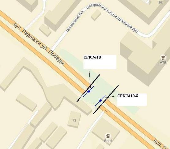 Схема рекламной плоскости по адресу вул.Перемоги - Вознесенівський ринок-міст, напрямок руху до ринку, права площина