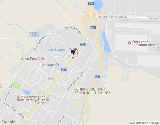 Схема рекламной плоскости по адресу м. Обухів, вул. Київська,168, біля ринку "Піщаний" та житлового комплексу "Нектарний"