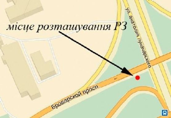 Схема рекламной плоскости по адресу Броварской пр.