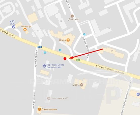 Схема рекламной плоскости по адресу С. Будного