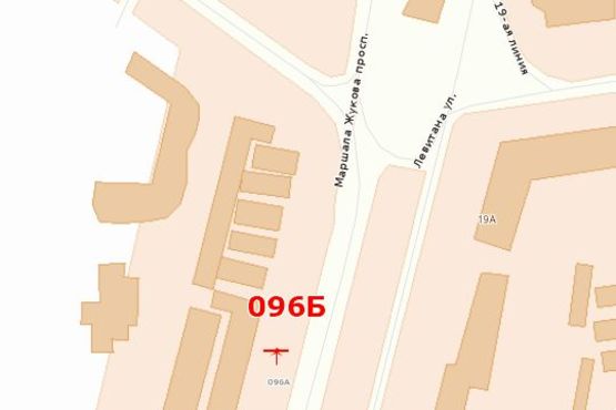 Схема рекламной плоскости по адресу пр-т М. Жукова, 77/1 - ул. Левитана