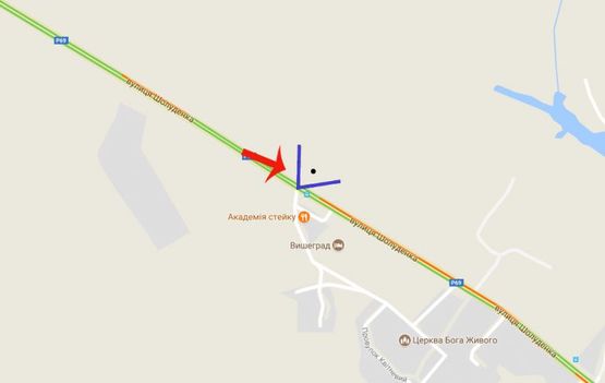 Схема рекламной плоскости по адресу Вышгород ул.Шолуденко (В)/ресторан "Вышеград" - в центр Схема рекламной плоскости по адресу Вышгород ул.Шолуденко (В)/ресторан "Вышеград" - в центр