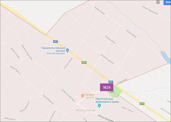 Схема рекламной плоскости по адресу Мыкулычи, М-07 Киев-Ковель-Ягодын, км 38+600 слева (Бородянский район) Схема рекламной плоскости по адресу Мыкулычи, М-07 Киев-Ковель-Ягодын, км 38+600 слева (Бородянский район)