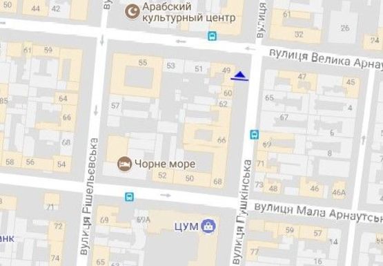 Схема рекламной плоскости по адресу Пушкинская ул. - Б. Арнаутская, ул.