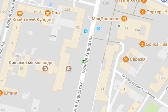 Схема рекламной плоскости по адресу Хрещатик вул., 34 (магазин "Grand Gallery")