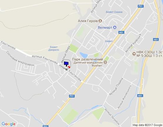 Схема рекламної площини за адресою м. Обухів, вул.. Каштанова, 9 , навпроти ринку "Ранковий", біля СТО