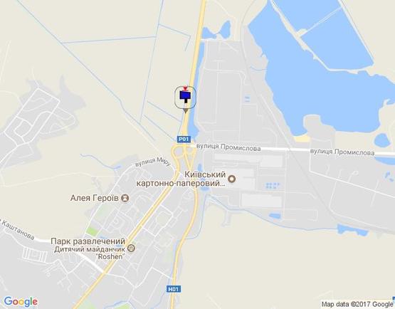 Схема рекламної площини за адресою км. 43+000 праворуч(Н-01 Київ-Знамянка); В'їзд в м.Обухів із Києва
