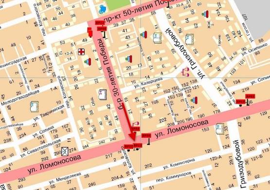 Схема рекламной плоскости по адресу б. 30лет Победы и ул. Ломоносова        (Т обр) Схема рекламной плоскости по адресу б. 30лет Победы и ул. Ломоносова        (Т обр)