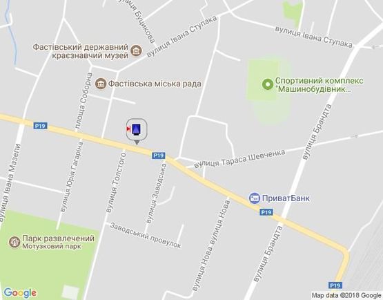 Схема рекламной плоскости по адресу г.Фастов,  перекресток ул.Льва Толстого и Соборной, 18