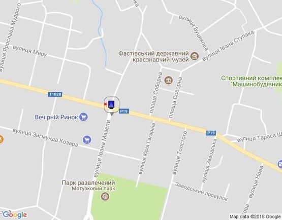 Схема рекламной плоскости по адресу г.Фастов, перекресток ул Соборная и Интернациональная