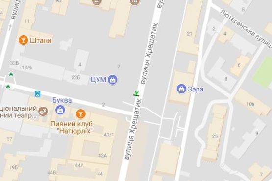 Схема рекламной плоскости по адресу Хрещатик вул., 38 (ЦУМ) №2 (№1)