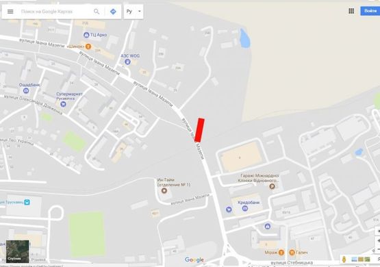 Схема рекламной плоскости по адресу Мазепи ( переїзд) до центру