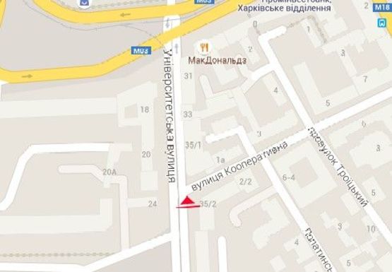 Схема рекламной плоскости по адресу Университетская ул., 37-39 - Кооперативная ул.