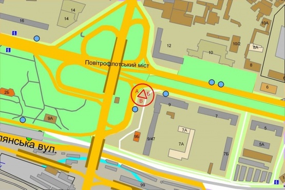 Схема рекламної площини за адресою Победы проспект, 9 / пр.Воздухофлотский Схема рекламної площини за адресою Победы проспект, 9 / пр.Воздухофлотский