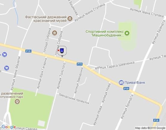 Схема рекламной плоскости по адресу г.Фастов,  перекресток ул.Льва Толстого и Соборной, 18