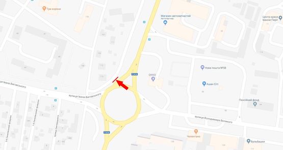 Схема рекламной плоскости по адресу вул Кульпарківська, кільце Схема рекламной плоскости по адресу вул Кульпарківська, кільце