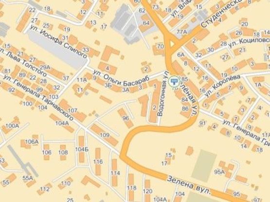 Схема рекламной плоскости по адресу вул.Зелена 78-вул.Водогінна-вул.О.Басараб, нижній