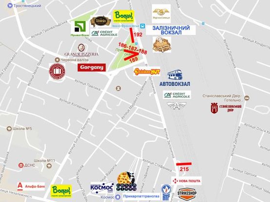 Схема рекламной плоскости по адресу Привокзальна-Гаркуші А  призма Схема рекламной плоскости по адресу Привокзальна-Гаркуші А  призма