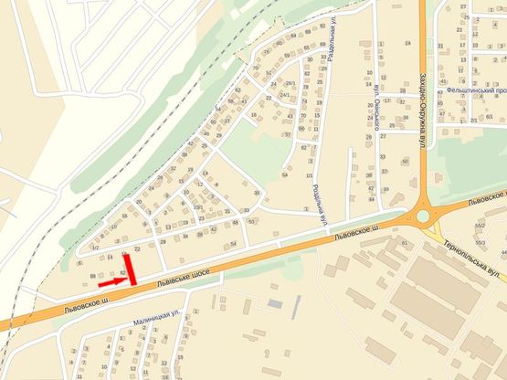 Схема рекламной плоскости по адресу Въезд из Львова,Тернополя, возле магазина "Шаровечка", №1