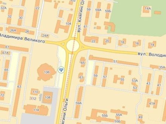 Схема рекламної площини за адресою вул.Кн.Ольги 106, універмаг Львів, до вул.В.Великого