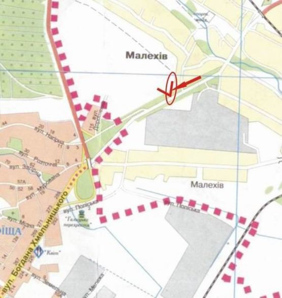 Схема рекламной плоскости по адресу с.Малехів