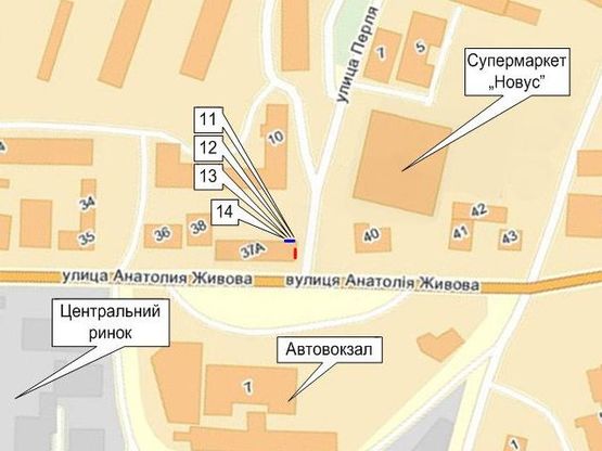 Схема рекламної площини за адресою вул. Живова, 37а (з боку вул. Перля, нижній) Схема рекламної площини за адресою вул. Живова, 37а (з боку вул. Перля, нижній)