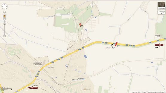 Схема рекламної площини за адресою Київська траса (Виїзд  з міста) АЗС ШЕЛ