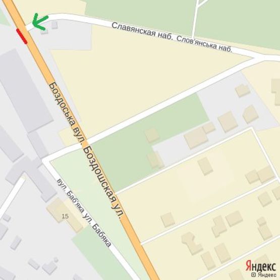 Схема рекламной плоскости по адресу вул.Баб'яка-Воз'єднання(перехрестя), напрям-Капушанська,Загорська